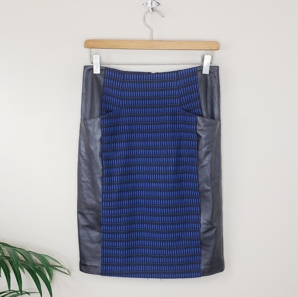 Nanette Lepore | Blue & Black Pencil Skirt Size 2 - Picture 1 of 7